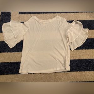 H&M white ruffle sleeve shirt size small